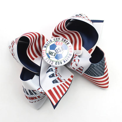 5.5-inch Double-Layer World Cup Ribbon Bow Hair Clip for USA, Canada & Mexico