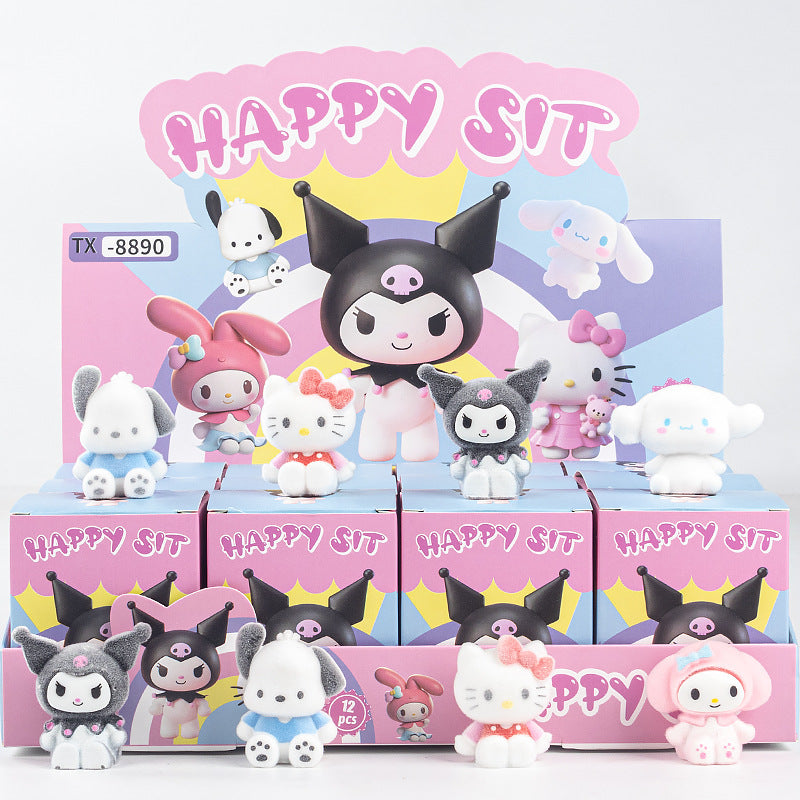 Demon Hunter Flocked Cartoon Figure Blind Box Set Collectible Surprise Desk Decor 12-Piece Pack