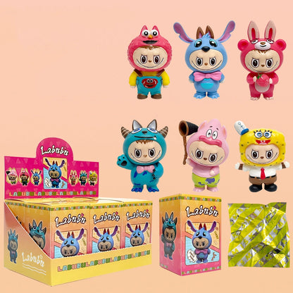 Labubu Yoga Flocked Vinyl Figure Collectible Toy Blind Box Surprise Trendy Desk Decor 6Pcs