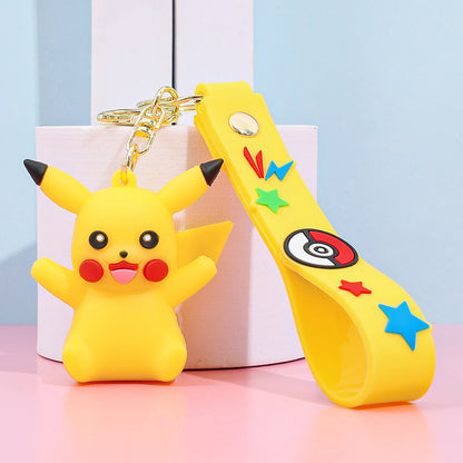 Cartoon Pikachu Silicone Keychain Pokémon Mini Figure Bag Charm Pendant