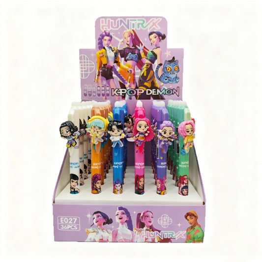 K-POP HUNTR Character Resin Clip Pens – Cute Click Gel Pens for Students & Office Use
