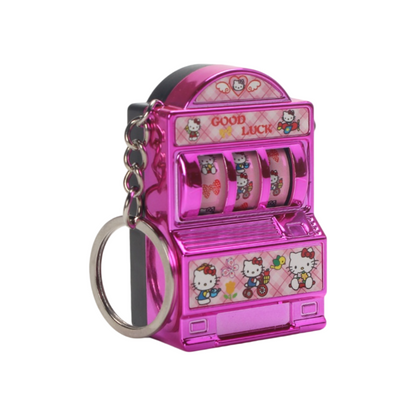 Retro Electroplated Slot Machine Keychain Fidget – Lucky Jackpot Fruit Game Toy