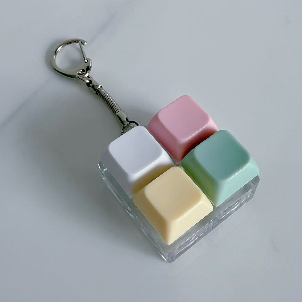 Pastel Colors Finger Press Button Cube Squishy Keyboard Keychain Stress Relief Toy