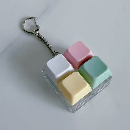 Pastel Colors Finger Press Button Cube Squishy Keyboard Keychain Stress Relief Toy