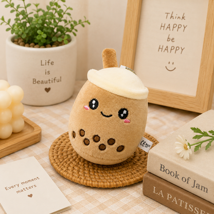 Cute Boba Tea Plush Keychain – Kawaii Bubble Tea Bag Charm & Soft Plush Pendant