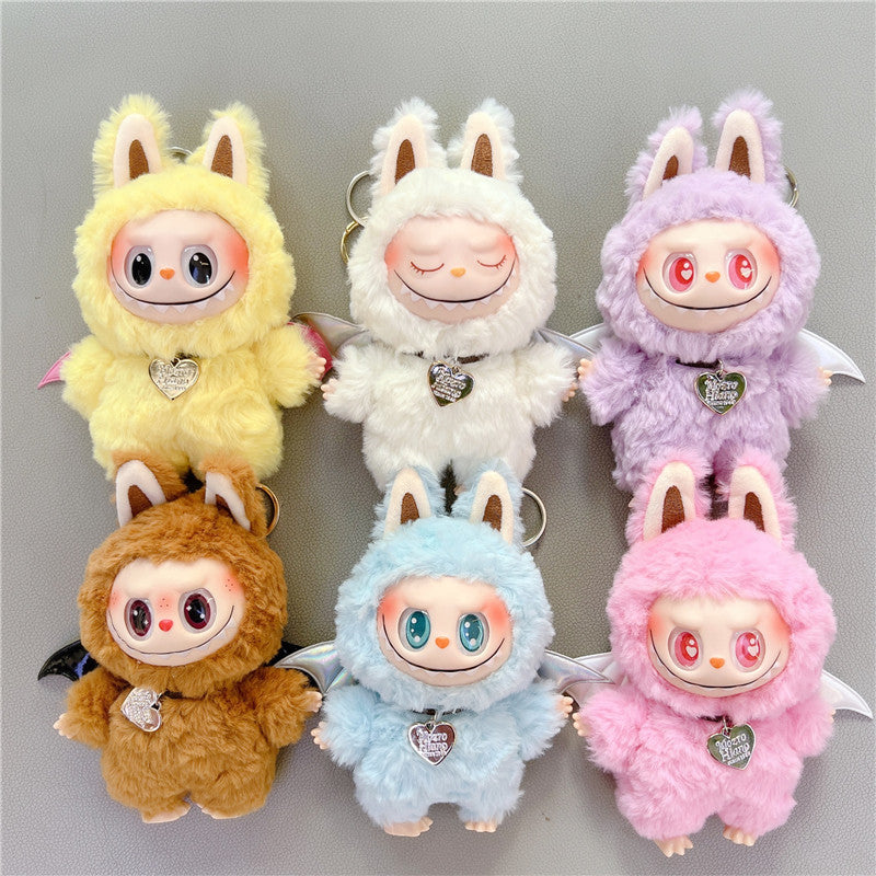 Labubu Soft Vinyl Plush Doll Keychain with Wings – Cute Mini Pendant Toy Necklace Charm