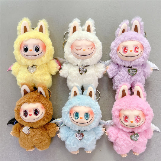 Labubu Soft Vinyl Plush Doll Keychain with Wings – Cute Mini Pendant Toy Necklace Charm