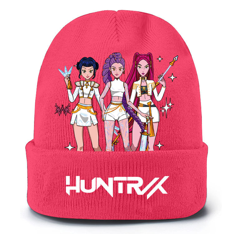 K-Pop Demon Hunters Knit Beanie Cozy Plush Lined Pull-On Hat for Spring & Winter Unisex Street Style