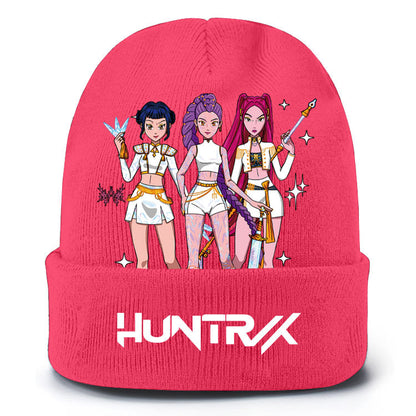K-Pop Demon Hunters Knit Beanie Cozy Plush Lined Pull-On Hat for Spring & Winter Unisex Street Style