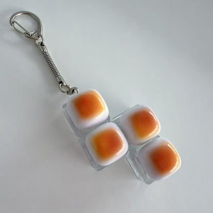 Caramel Mini Toast Cube Keycap Stress Relief Keychain Squishy Keyboard Button Charm