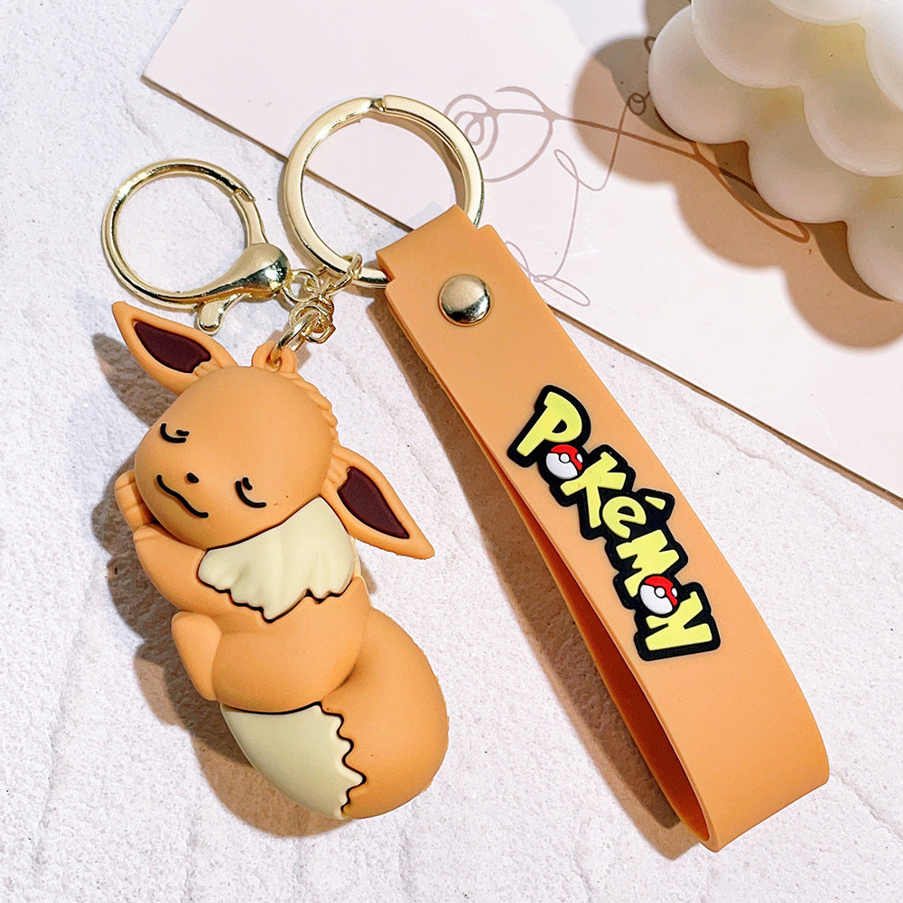 Cartoon Pikachu Silicone Keychain Figure Bag Charm Pendant