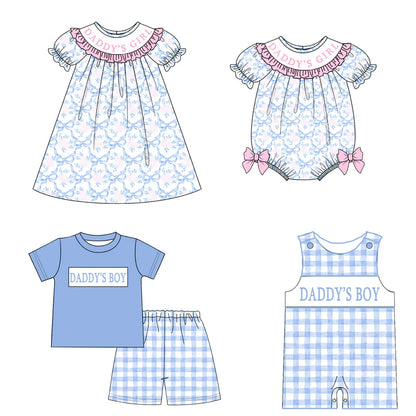 Summer Sibling Kids "DADDY'S GIRL/BOY" Smocked Clothes
