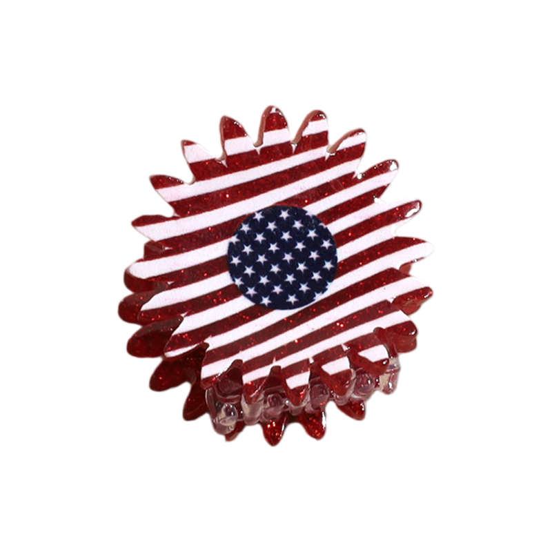 4th of July USA Flag Mini Claw Clips & Half-Moon Hair Claw Patriotic Hair Accessories