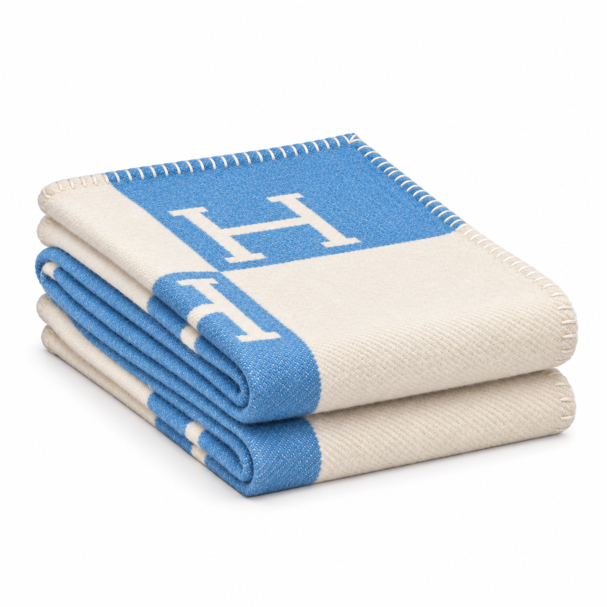 H Letter Pattern Throw Blanket with Contrast Border – Soft Woven Sofa Throw for Cozy Home Decor, 51 × 71 in