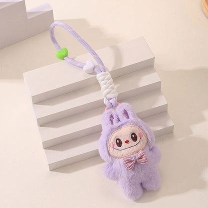 LABUBU Plush Keychain – Cute Cartoon Doll with Lanyard, Bag Charm & Key Holder