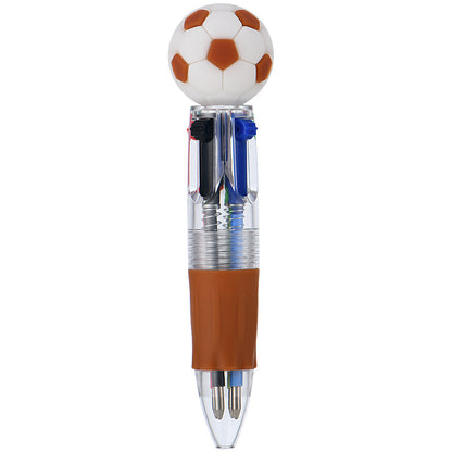 Mini 4-Color Ballpoint Pen with Sports Ball Top (Soccer, Basketball, Football)Click Retractable Planner Pen