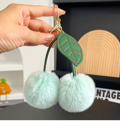 Cherry Plush Bag Pendant Lovely Keychain Cartoon Keyring Accessory
