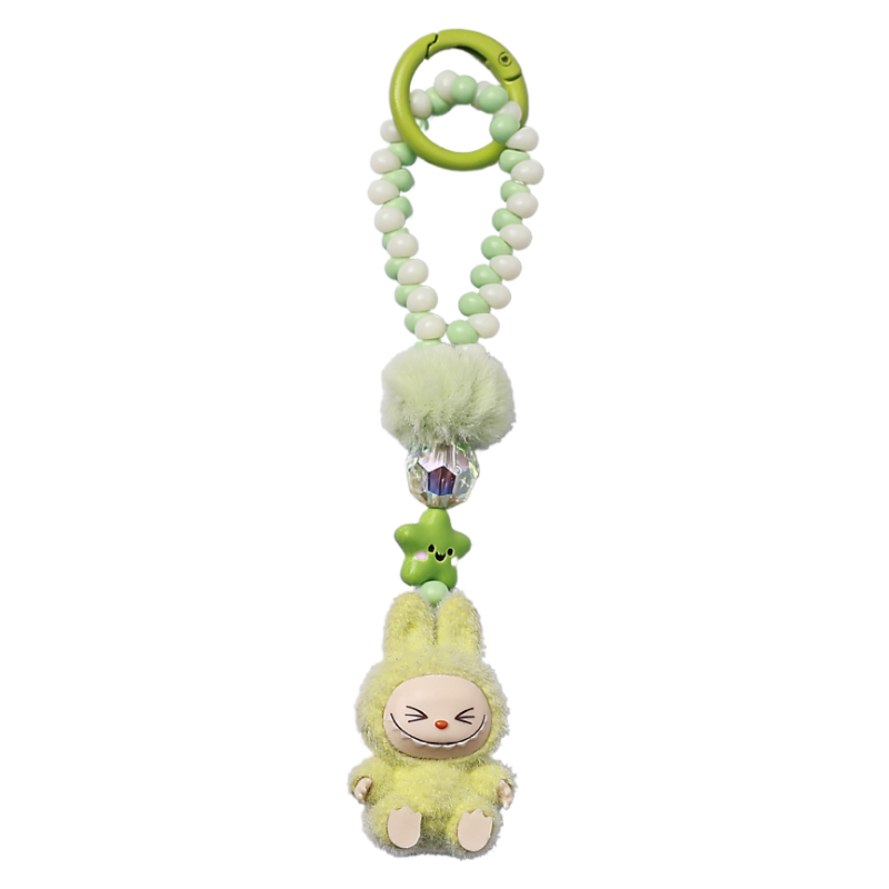 Labubu Beaded Keychain Long Strap Bag Charm Phone Lanyard Key Ring Accessory