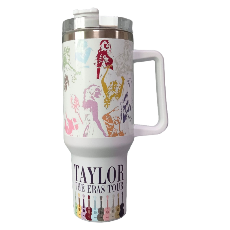 Taylor Swift 40oz Insulated Tumbler with Handle and Straw Car Travel Mug, Hot & Cold Stainless Steel Cup