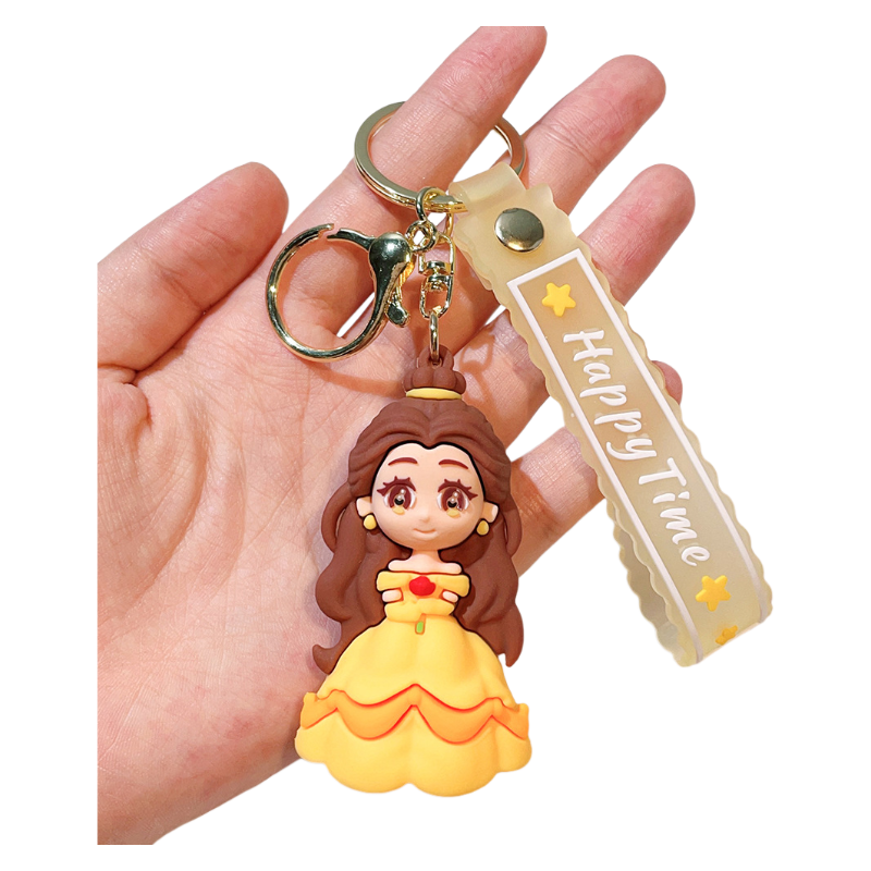 Cute Cartoon Princess Backpack Charm – Soft Silicone Keychain for Bags & Car Keys