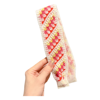 Knit Floral Cottagecore Headband for Girls Strawberry Sunflower Pattern Hair Accessory