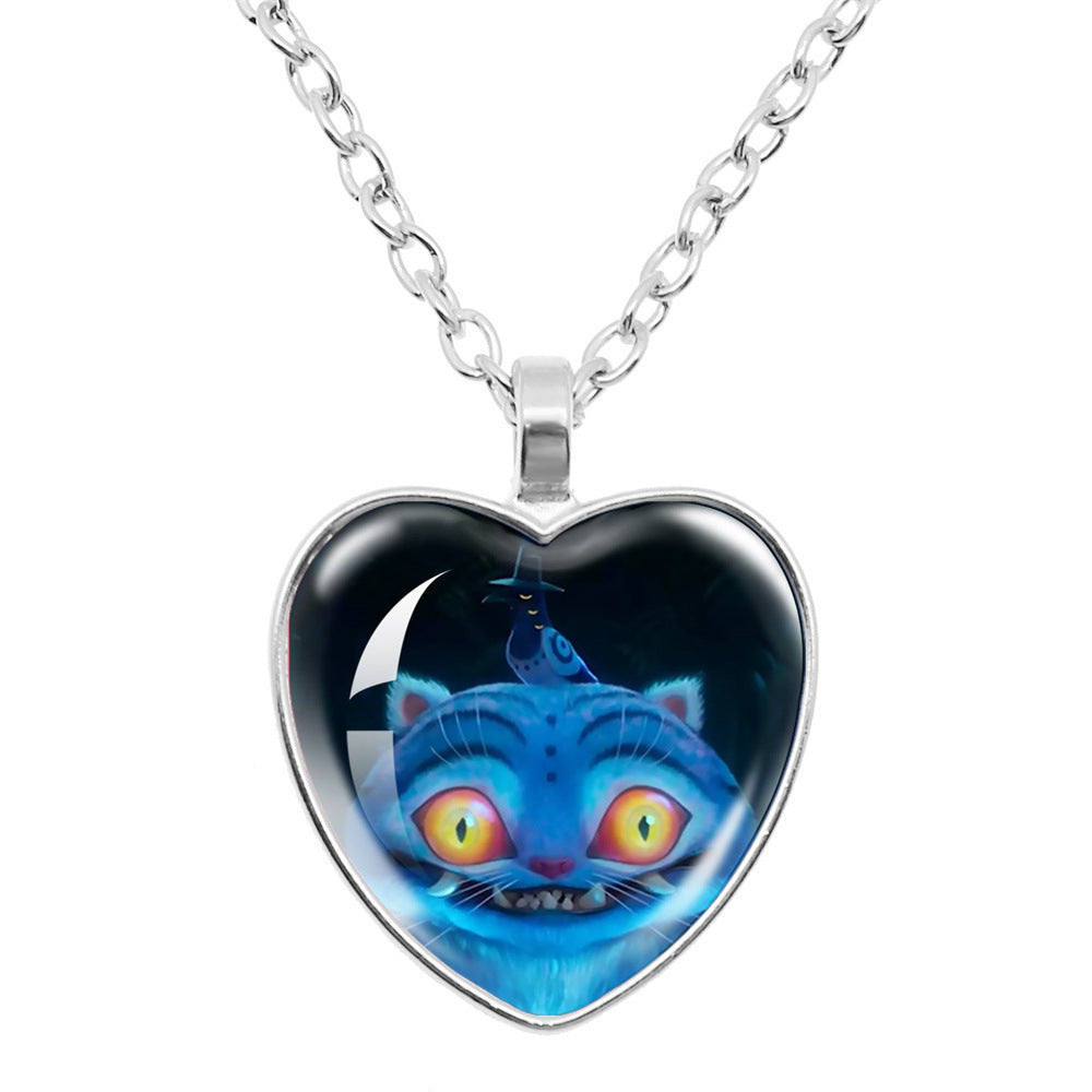 K-Pop Demon Hunters Alloy Heart Shaped Pendant Necklace Cartoon Anime Jewelry Accessory