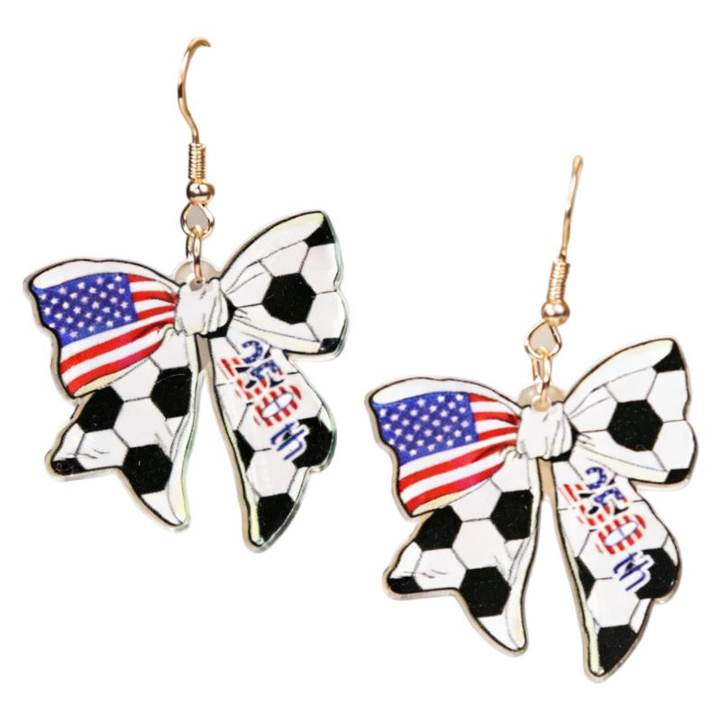 4th of July 250th Anniversary Patriotic USA Flag Acrylic Drop Earrings Holiday Jewelry