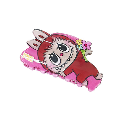 Colorful Dopamine Labubu Cartoon Hair Claw – Cute Printed Kids Hair Clip, Back Bun Shark Clip