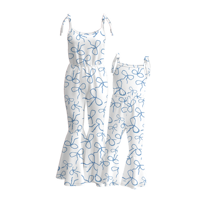 Mommy And Me Mother's Day Blue Bow Jumpsuit