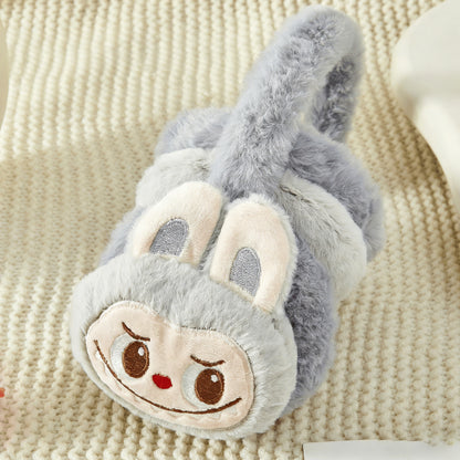 Labubu Solid Color Fuzzy Ear Muffs Warm Plush Earmuffs Cozy Frost-Proof Ear Warmers