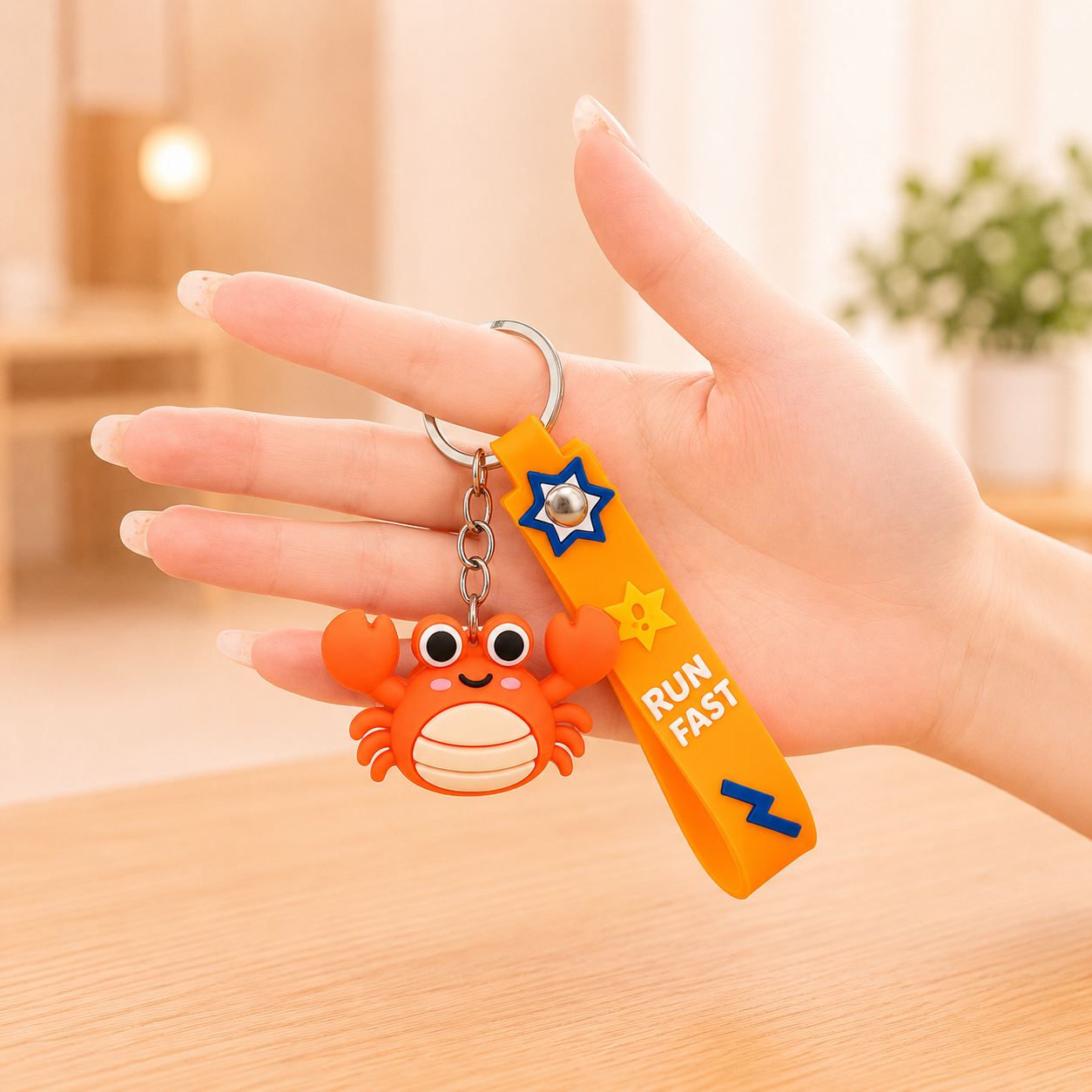 Cute Ocean Friends Silicone Keychain Set – Crab, Shell & Shark, 4-Piece Color Set