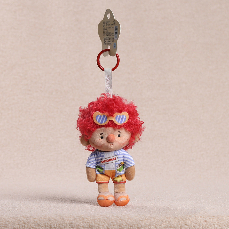 Curly Hair Plush Doll Bag Charm – Cute Character Keychain