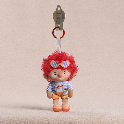Curly Hair Plush Doll Bag Charm – Cute Character Keychain