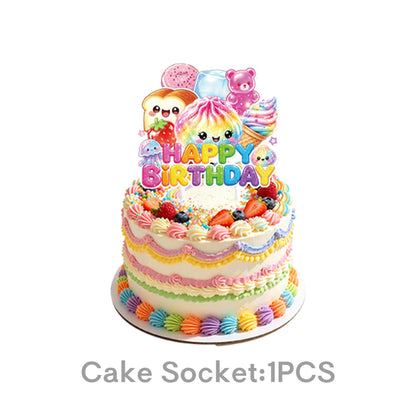 Kawaii Squishy Toy Themed Birthday Party Supplies – Cute Cartoon Paper Plates, Cups, Napkins, Tablecloth & Decorations