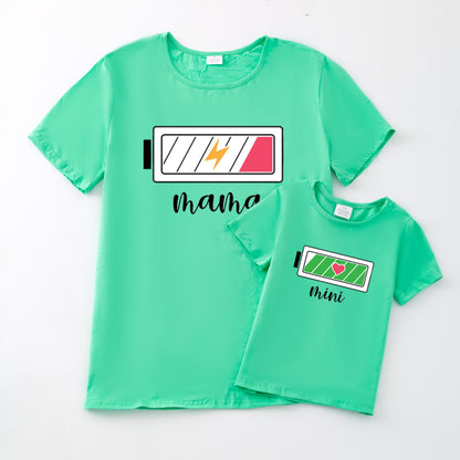 Mother's Day MAMA MINI Cute Print Mint Cotton T-Shirt