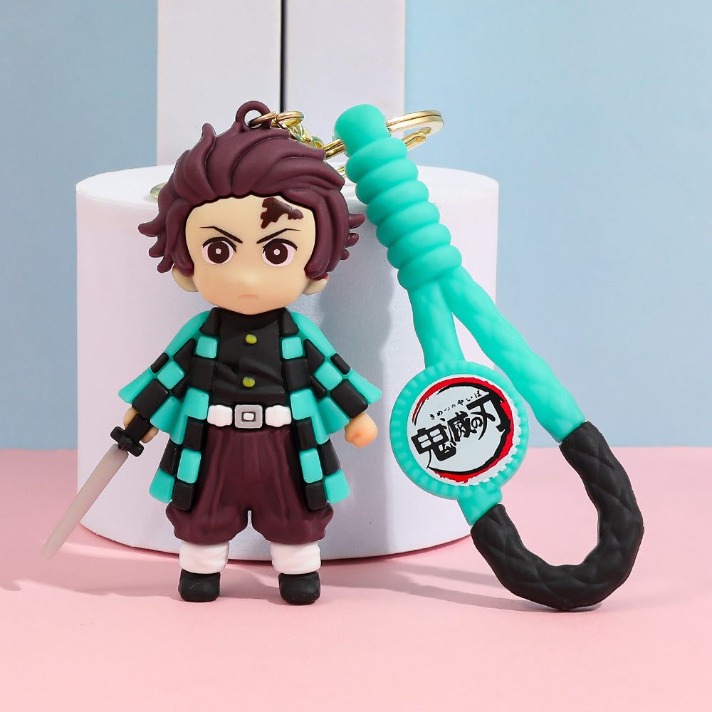 Cartoon Demon Slayer Silicone Keychain Pokémon Mini Figure Bag Charm Pendant
