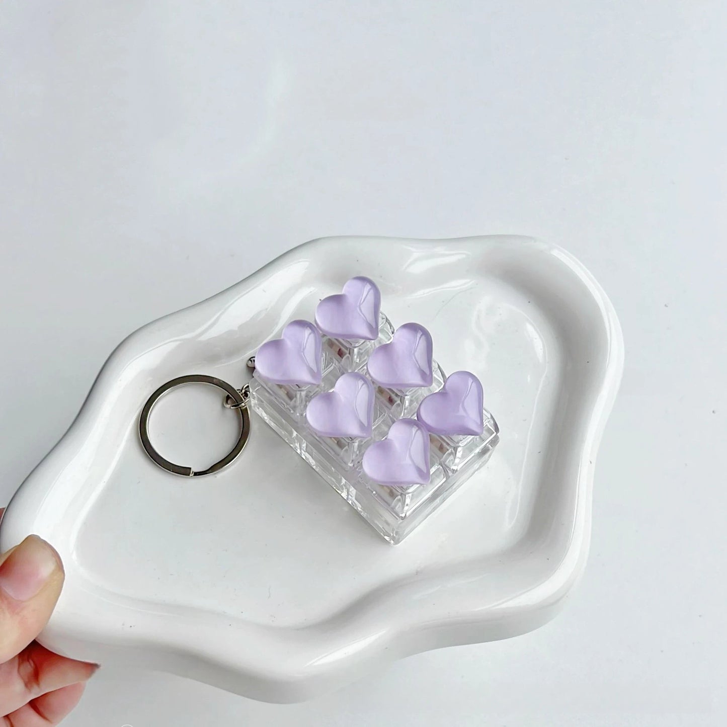 Ice-Translucent Heart Keycap Stress Relief Keychain Keyboard-Style Pendant Charm