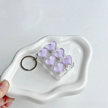 Ice-Translucent Heart Keycap Stress Relief Keychain Keyboard-Style Pendant Charm