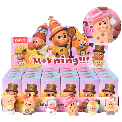 Flocked Cartoon Character Blind Box Collectibles Mini Display Figurines & Hanging Charms Assorted Styles