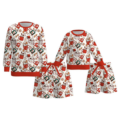 Christmas Hot Cocoa & Gingerbread Print Mommy & Me Matching Set