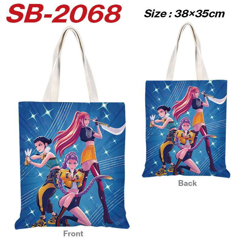 K-Pop Demon Hunters Full-Color Printed Canvas Tote Bag – Shoulder Carry Shopping Bag
