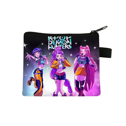 K-Pop Demon Hunters Anime Printed Mini Coin Purse Cute Small Wallet Portable Key & Card Holder