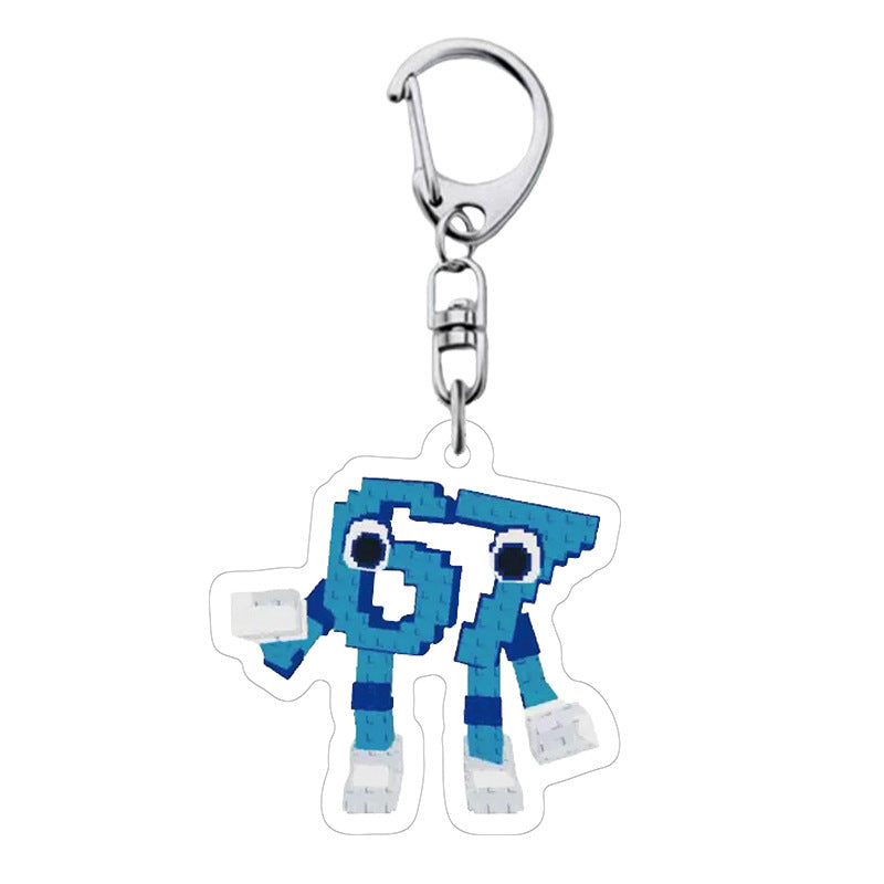 Pixel Style Funny Character Acrylic Keychain Cartoon Pendant Bag Charm