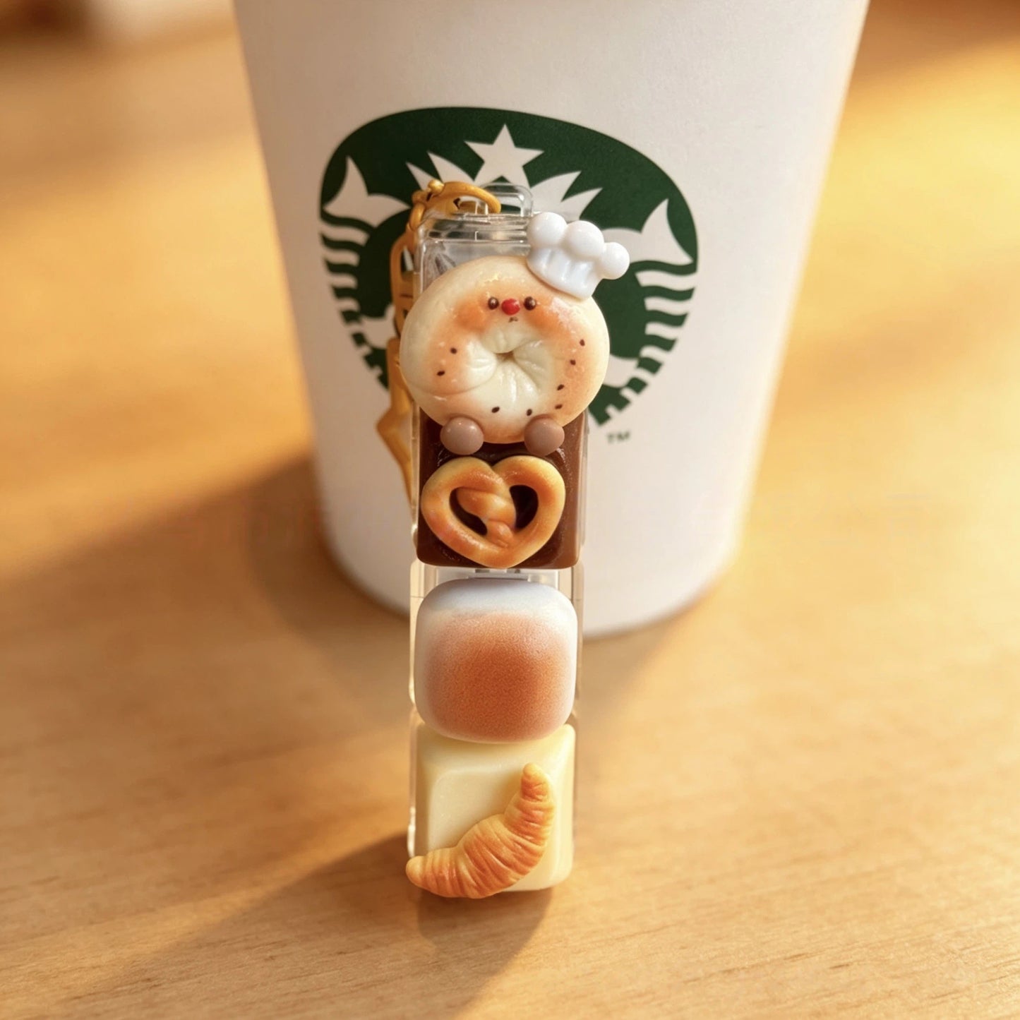 Cute Resin Food Fidget Keychain Hanging Charm