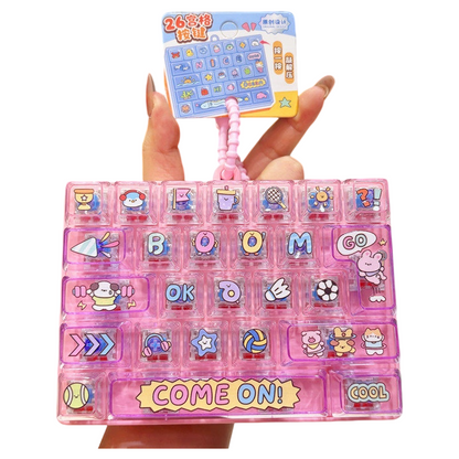 Transparent Dual-Color 26-Key Fidget Keyboard Keychain – Clicky Stress Relief Toy