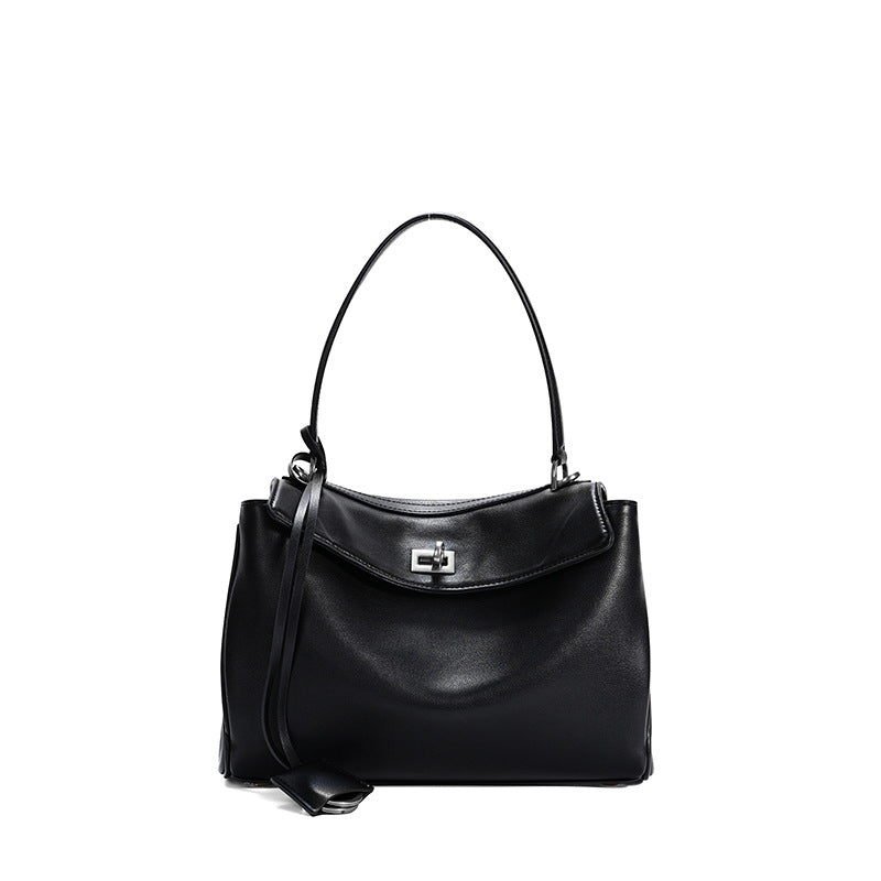Slouchy Turn-Lock Shoulder Bag in Leather or Suede