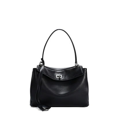 Slouchy Turn-Lock Shoulder Bag in Leather or Suede