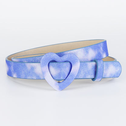 Kids’ Sequin PU Waist Belt with Heart-Shaped Buckle