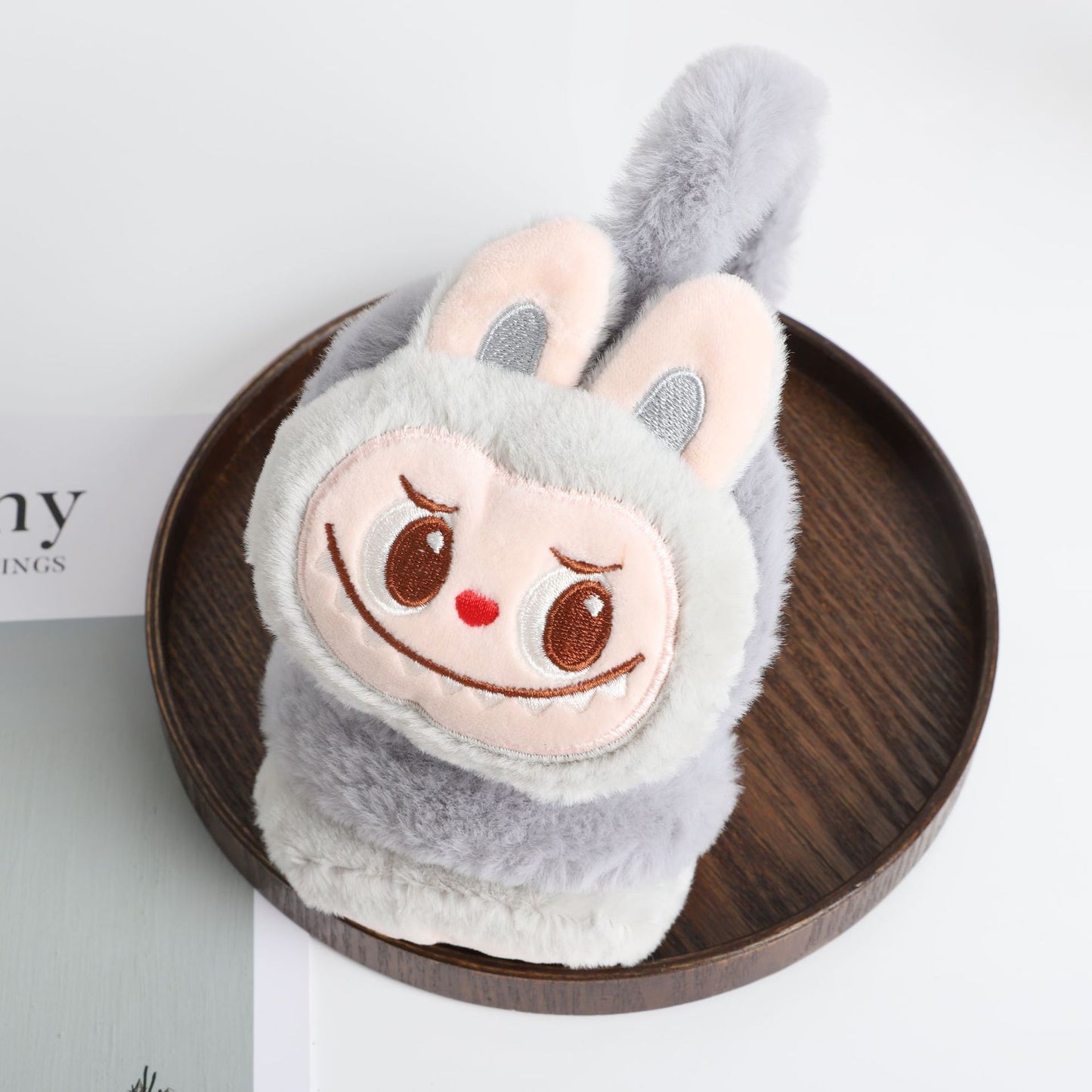 Winter Labubu Tie Dyed Fuzzy Ear Muffs Warm Plush Earmuffs  Cozy Frost-Proof Ear Warmers