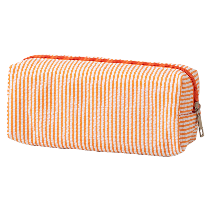 Seersucker Striped Makeup Pouch Travel Toiletry Bag Pencil Case